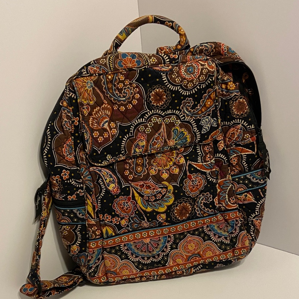 Vera Bradley Patterned Backpack with Brown and Black Accents
